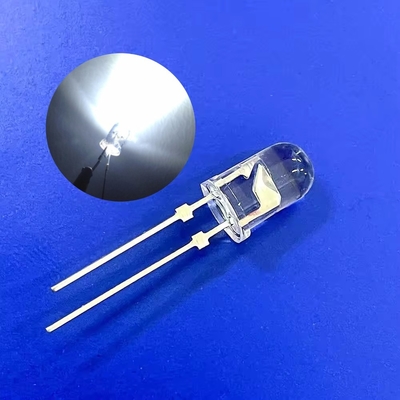 Luz de advertência de trânsito LED 5mm diodo 45deg cor branca 9000K 22000mcd Lente clara com rolha