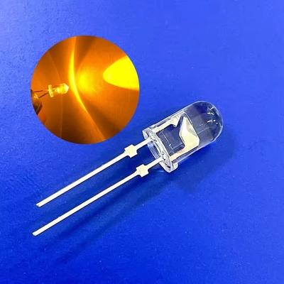 5mm Traffic Yellow Cor 595nm 12000mcd Gold Wire Round Head Pin com rolha