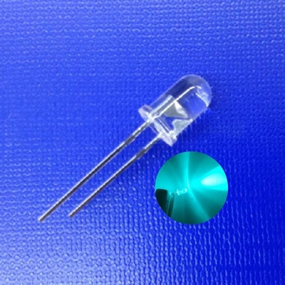 5mm luz de aviso de trânsito LED diodo 45deg 500nm azul verde cor 15000mcd forma redonda clara lente