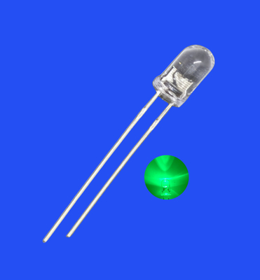 LED intermitente 5mm 3.0Hz 1/6 Ciclo de serviço Verde Cor 520nm 7000mcd Redondo Lente clara Dip LED intermitente